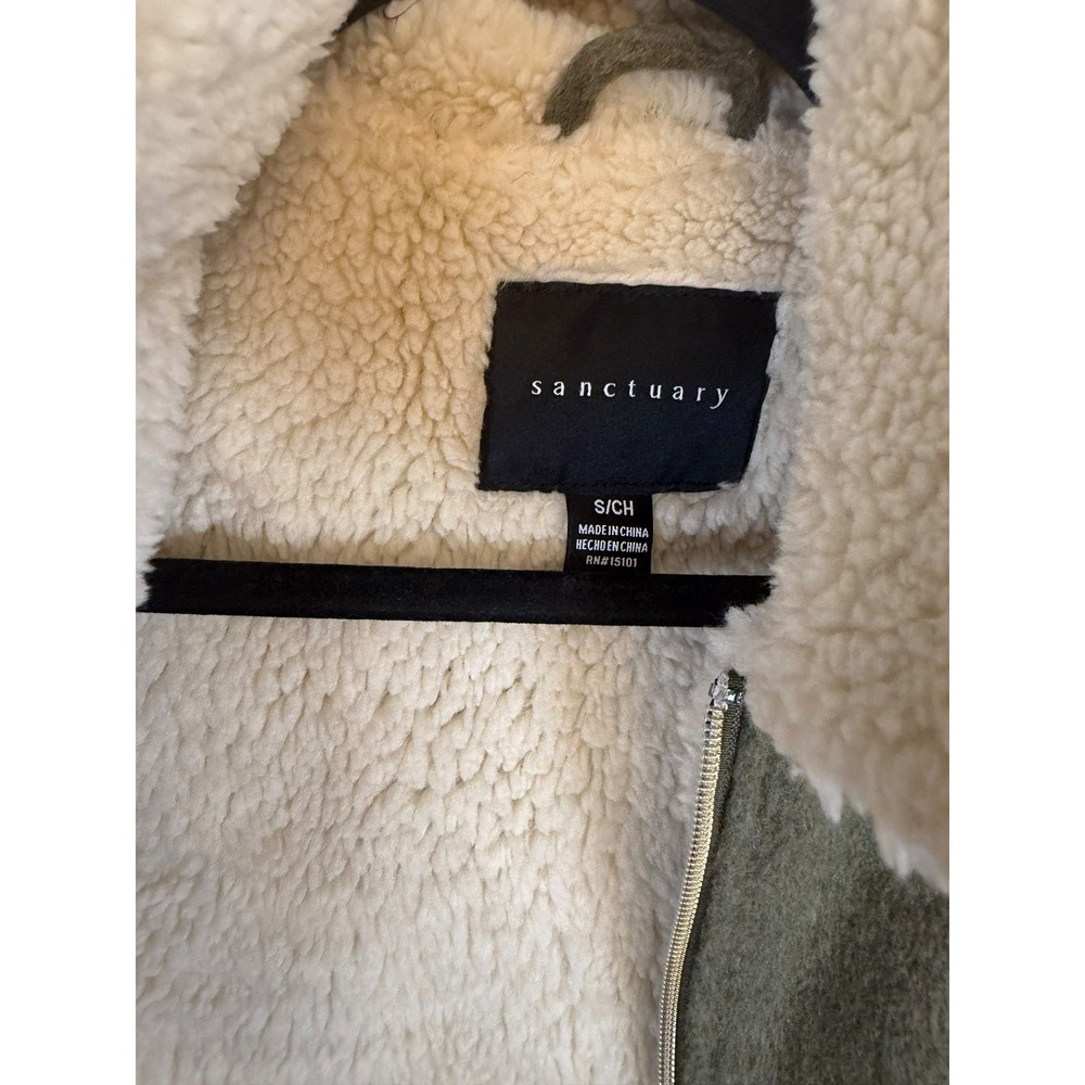 Sanctuary Womens Olive Green Faux Shearling Lined Zip Up Vest Small - Picture 2 of 10